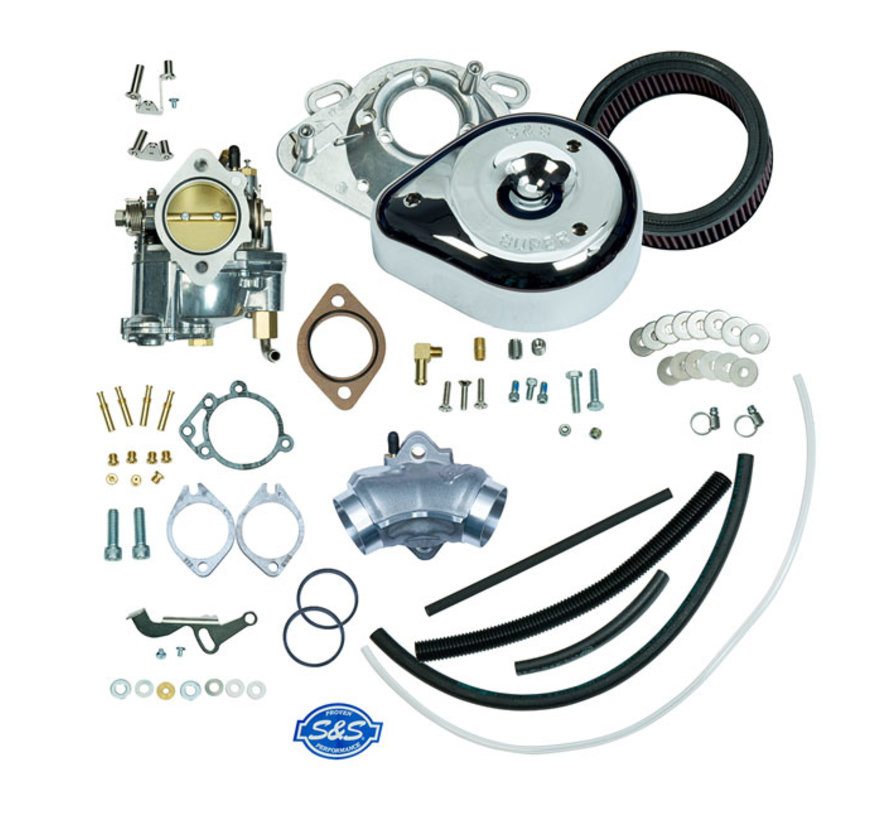 Super E carburetor kit include air filter and manifold Fits: 84-92 Evo Bigtwin