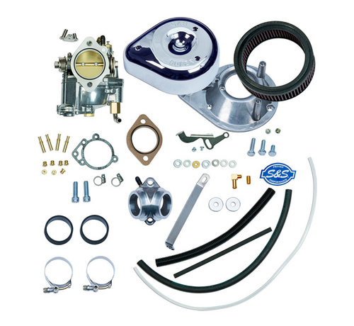 S&S Le kit de carburateur Super E comprend un filtre à air et un collecteur Convient à : > 66-E78 Shovelhead