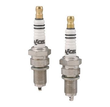 Accel U-groove platinum spark plug set. 14mm Fits: > L78-82 FL; L78-79 FX; 84-99 Evo Bigtwin