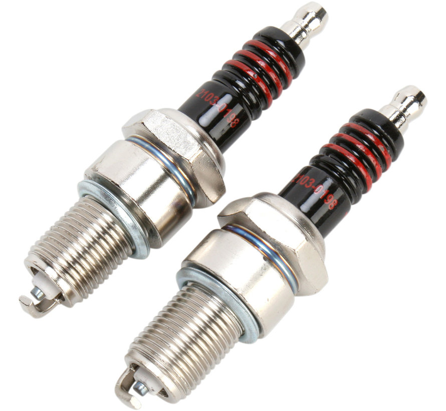 NGK style BPR4ES-11 Spark Plugs; Fits: > 84-99 Evo Bigtwin; 78-84 Shovelhead (hotter tip)