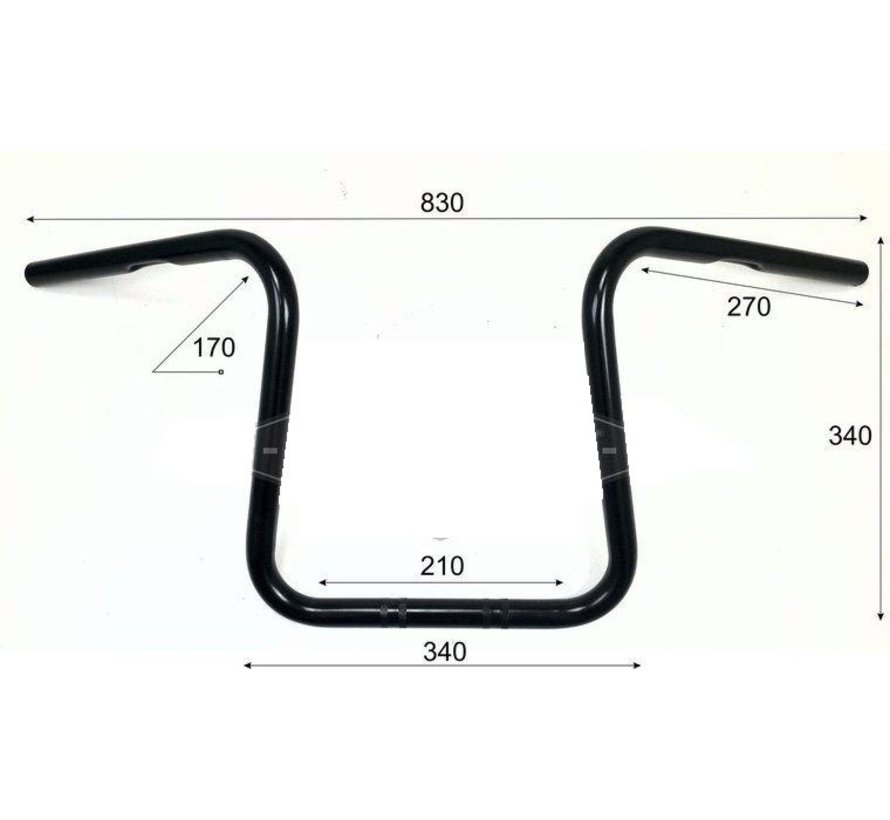 1" stuur 13 5" (34 cm) stijging Organisch zwart of chroom Past op: > 1 inch stuurklemmen