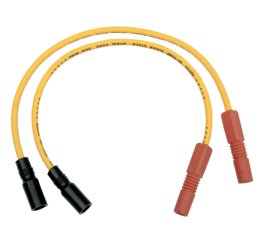 Cable de bujía de 8 mm amarillo Compatible con:> 99-08 FLT / Touring; 04-06 XL Sportster