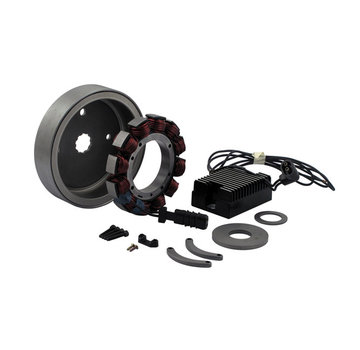 MCS 32 Ampere Charging alternator kit black or chrome; Fits: >70-99 Bigtwin