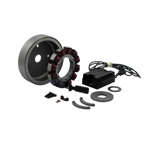 MCS  32 Ampere Charging alternator kit black or chrome; Fits: >70-99 Bigtwin