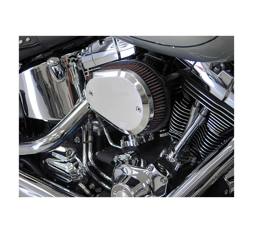 street metal high-flow air intake Flare chrome Fits: > 00-15 Softail 99-17 Dyna 02-07 Touring