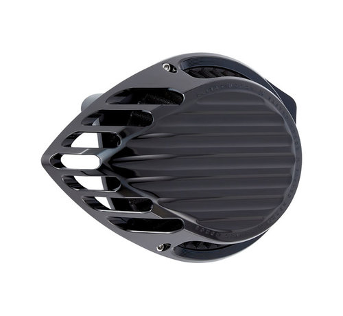 Rough Crafts Teardrop Finned air cleaner assembly Black or Chrome Fits: > 18-21 Softail; 17-21 Touring Trike