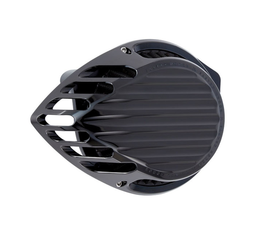 Teardrop Finned air cleaner assembly Black or Chrome Fits: > 18-21 Softail; 17-21 Touring Trike
