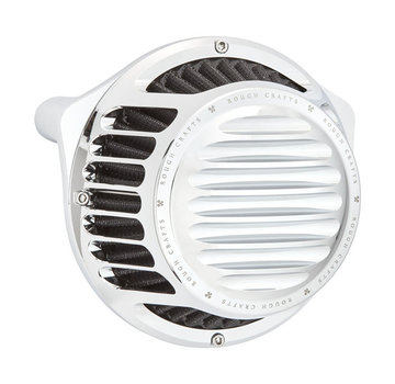 Rough Crafts Round Finned air cleaner assembly. Black or Chrome Fits: > 18-21 Softail; 17-21 Touring, Trike