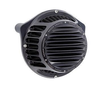 Rough Crafts Round Finned air cleaner assembly. Black or Chrome Fits: > 91-21 XL Sportster