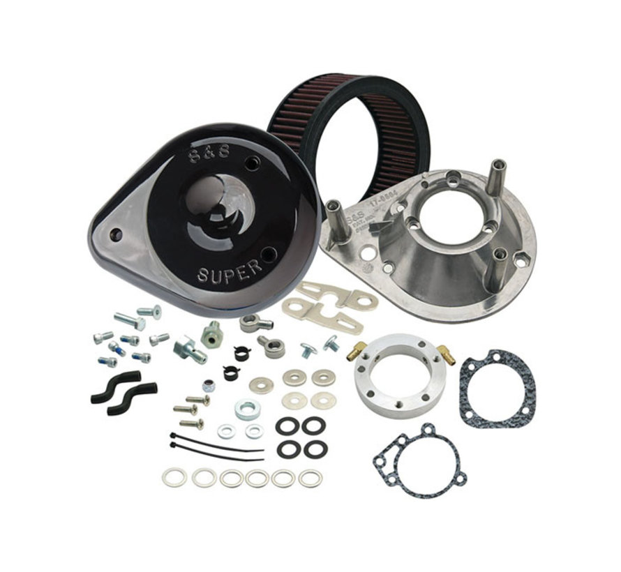 Kit de filtre à air Classic Teardrop noir ou chrome Convient à : > CV 93-06 Bigtwin Delphi 01-15 Softail ; 04-17 Dyna 02-07 Touring