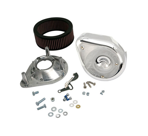 S&S Classic Teardrop Air Cleaner Kit chroom Past op: > 66-84 Bigtwin met S&S E/G