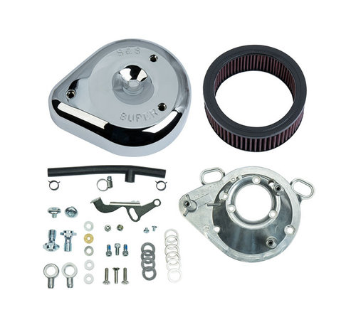 S&S Classic Teardrop Air Cleaner Kit chroom Past op: > 99-17 Twin Cam