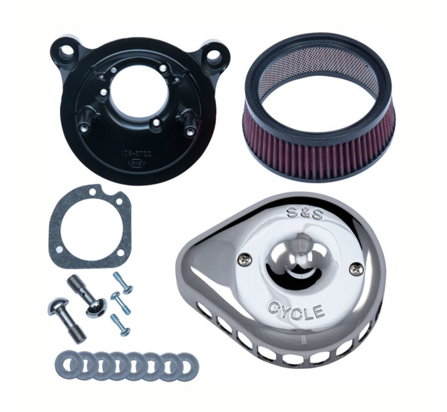 Mini Teardrop Stealth air cleaner kit air cleaner assembly Black or Chrome Fits: > 00-15 Softail; 99-17 Dyna 99-07 Touring