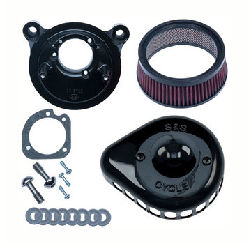 S&S Kit de filtro de aire Mini Teardrop Stealth, conjunto de filtro de aire Negro o cromado Compatible con: > Softail 16-17; 2017 FXDLS; 08-16 Turismo, Triciclo