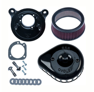 S&S Mini Teardrop Stealth air cleaner kit, air cleaner assembly Black or Chrome Fits: > 16-17 Softail; 2017 FXDLS; 08-16 Touring, Trike