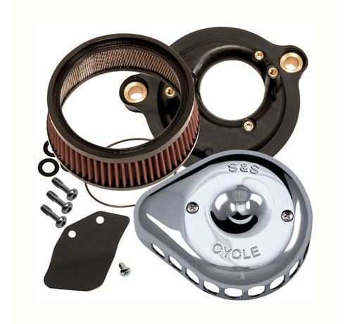 S&S Mini Teardrop Stealth air cleaner kit air cleaner assembly Black or Chrome Fits: > 18-21 Softail; 17-21 Touring; 17-21 Trikes