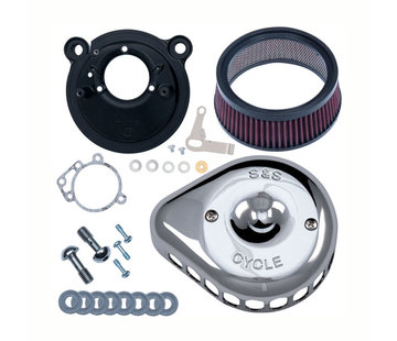 S&S Mini Teardrop Stealth air cleaner kit, air cleaner assembly Black or Chrome Fits: > 91-03 XL Sportster with S&S Super E/G