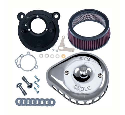 S&S Mini Teardrop Stealth air cleaner kit air cleaner assembly Black or Chrome Fits: > 91-03 XL Sportster with S&S Super E/G