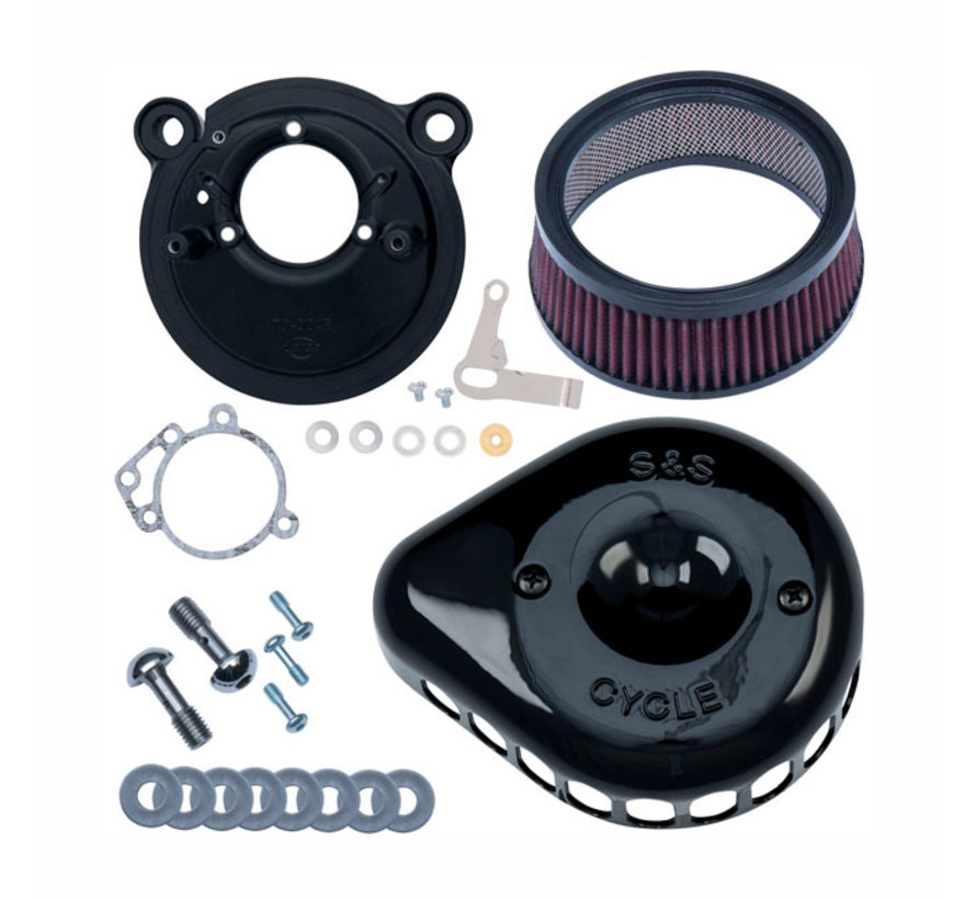 Kit de filtro de aire Mini Teardrop Stealth conjunto de filtro de aire Negro o cromado Compatible con: > Sportster XL 91-03 con S&S Super E/G