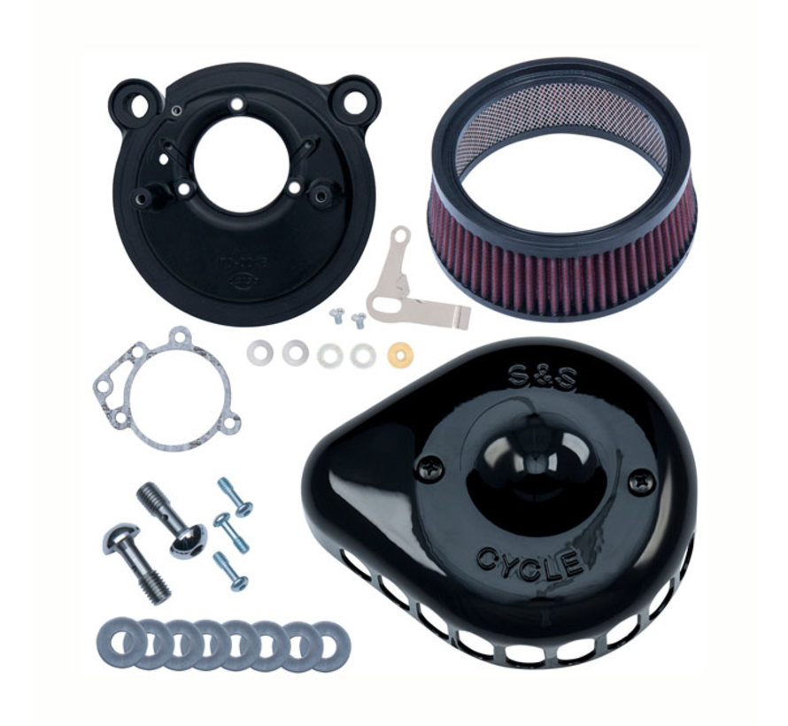 Mini Teardrop Stealth air cleaner kit air cleaner assembly Black or Chrome Fits: > 91-03 XL Sportster with S&S Super E/G