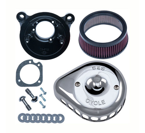 S&S Mini Teardrop Stealth air cleaner kit air cleaner assembly Black or Chrome Fits: > 91-06 XL Sportster