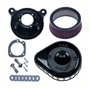 S&S Mini Teardrop Stealth air cleaner kit, air cleaner assembly Black or Chrome Fits: > 91-06 XL Sportster