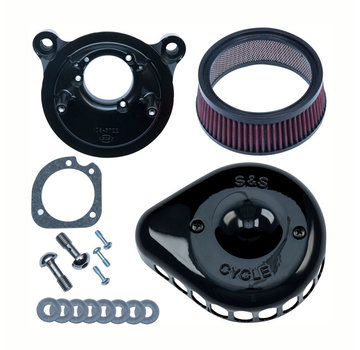 S&S Mini Teardrop Stealth air cleaner kit, air cleaner assembly Black or Chrome Fits: > 91-06 XL Sportster