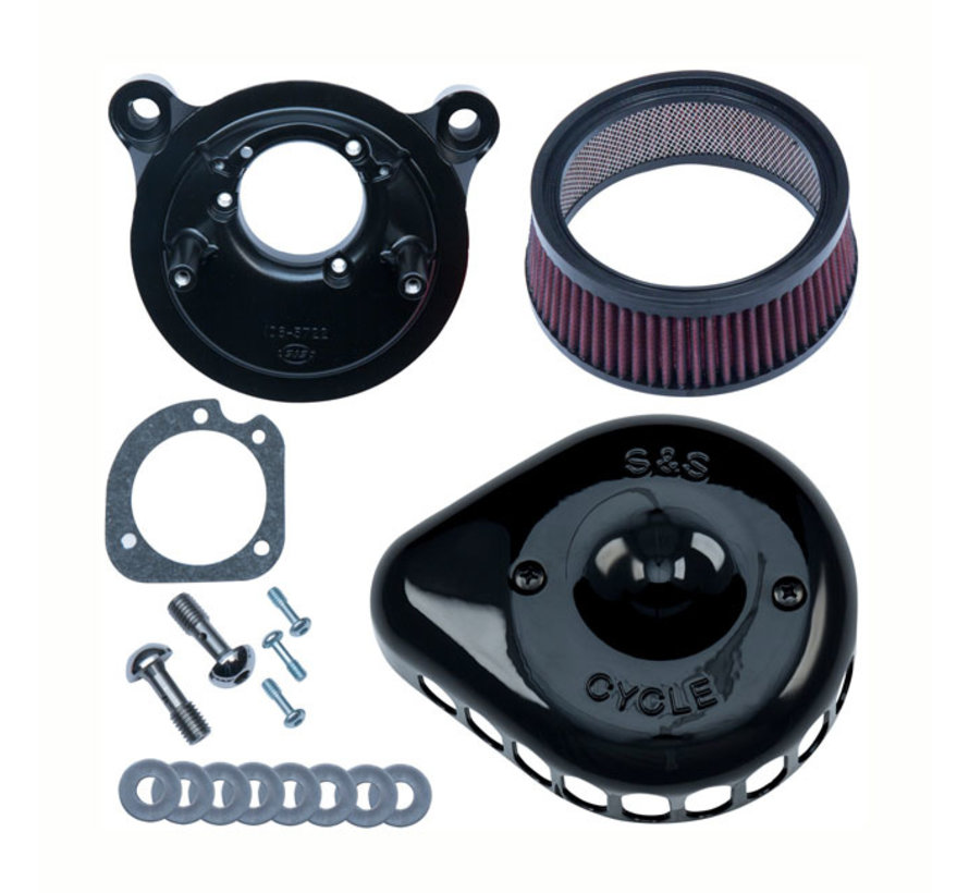 Kit de filtre à air Mini Teardrop Stealth ensemble de filtre à air Noir ou Chrome Compatible avec : > 91-06 XL Sportster