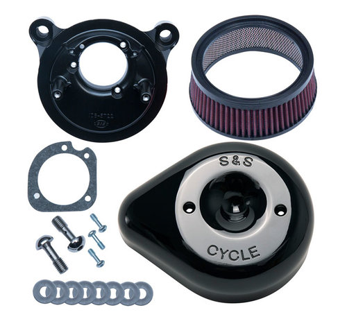 S&S Stealth Carbon Chrome or black Teardrop air cleaner assembly Fits: > 18-21 Softail; 17-21 Touring; 17-21 Trikes