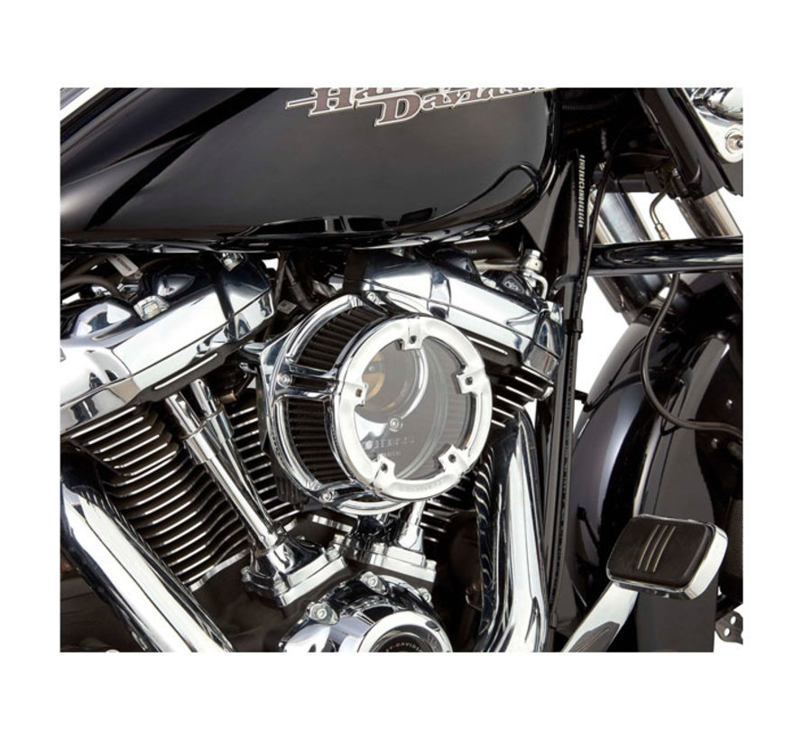 Method clear series Chrome Contrast or black air cleaner assembly Fits: > 18-21 Softail; 17-21 Touring; 17-21 Trikes