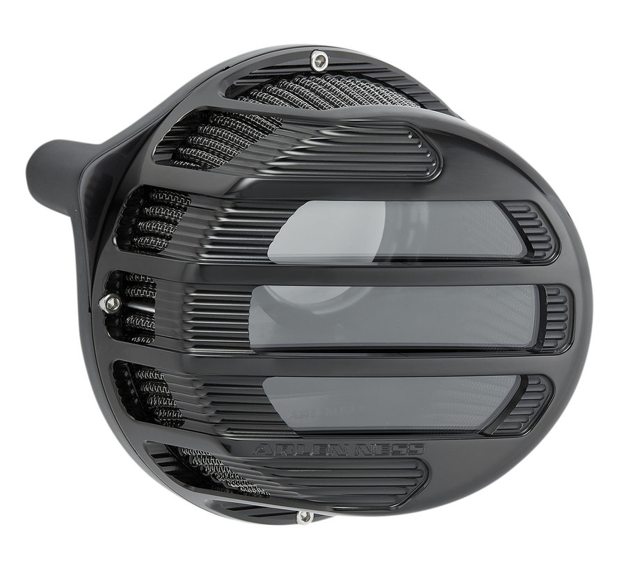 Air Cleaner Side Kick Black Chrome or Titanium color Fits: > 18-21 Softail; 17-21 Touring; 17-21 Trikes