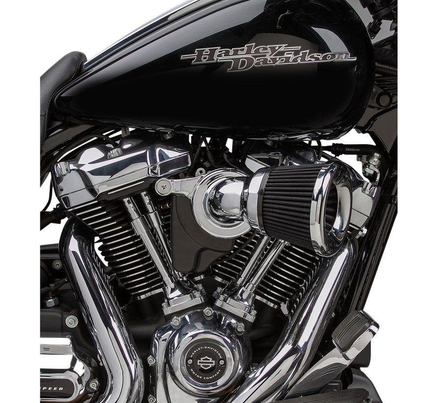 Velocity 65° Air Cleaner Kit Black or Chrome Fits: > 18-21 Softail; 17-21 Touring; 17-21 Trikes