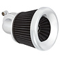 Kit de filtre à air Velocity 90° noir ou chromé Compatible avec : > 00-15 Softail ; 99-17 Dyna 99-07 Touring