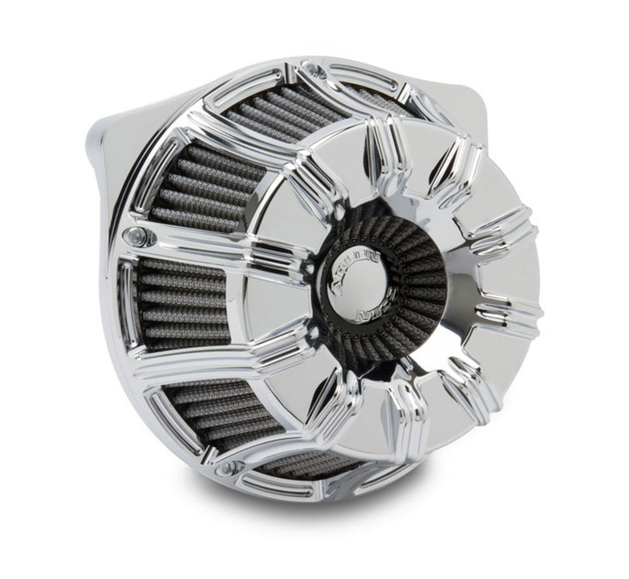 Inverted Series Air Cleaner Kit 10 Gauge Zwart of Chroom Past op: > 18-21 Softail; 17-21 toeren; 17-21 driewielers