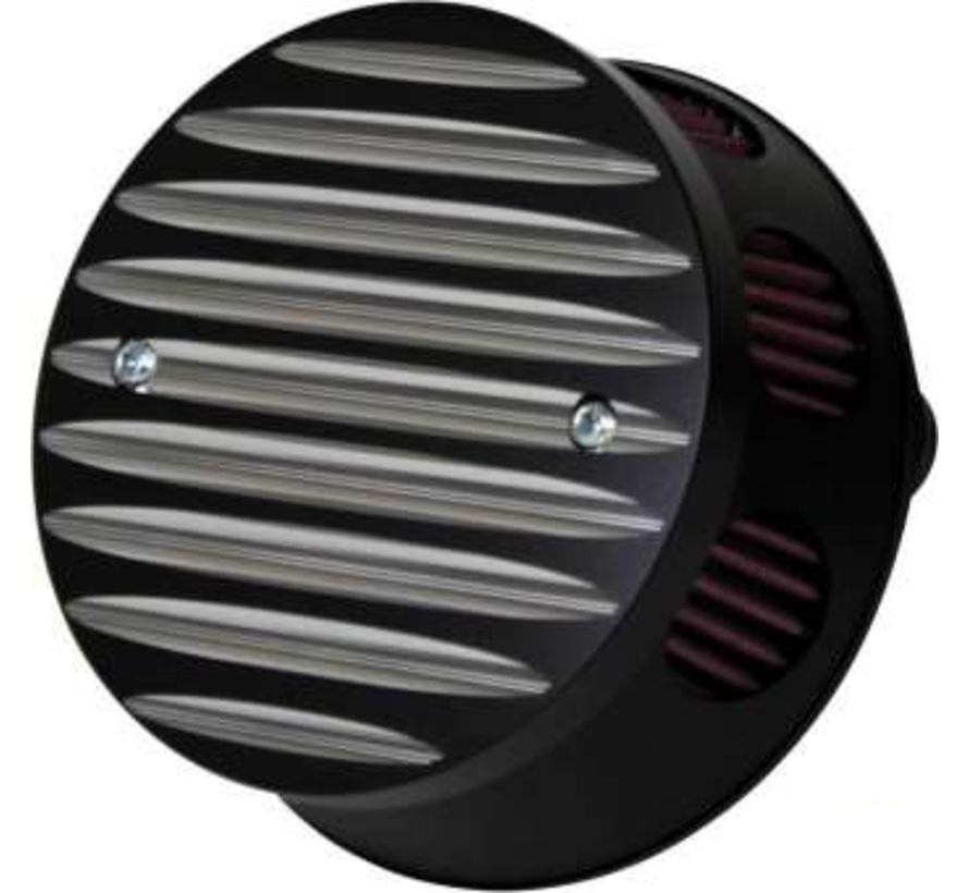 Grooved Line Air Cleaner Black Anodized Fits: > 07-21 XL Sportster
