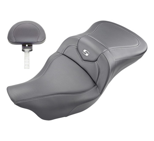 Saddlemen CF Road Sofa Seat con o sin respaldo del conductor Se adapta a: > 08‐22 FLHTCUTG Tri Glide