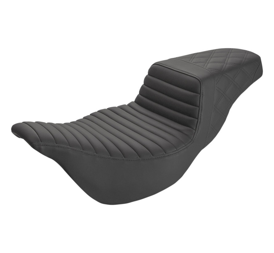 Alcance extendido Negro o marrón Step Up Tuck and Roll/Lattice Stitched - Seat Fits: > 08‐22 Touring