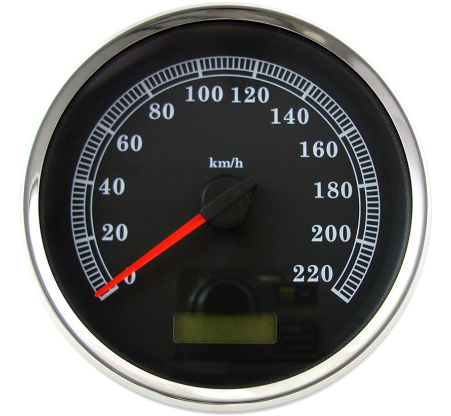 Elektronische metrische snelheidsmeter zwart of wit gezicht Past op:> 04-13 FLHR 04-10 FXST/FLST 04-11 FXDWG