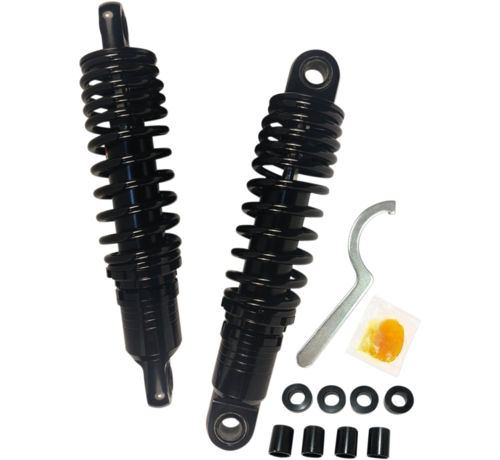 Drag Specialities Premium Ride-Height Adjustable Shocks 12 5 inch Black or Chrome Fits:> 86-03 XL Sportster and All FXR models