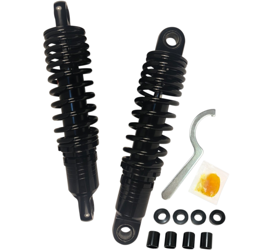 Premium Ride-Height Adjustable Shocks 12 5 inch Black or Chrome Fits:> 86-03 XL Sportster and All FXR models