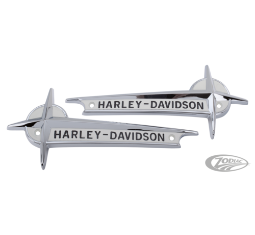 Harley Davidson emblemas de color blanco con letras en negro