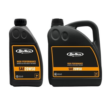 RevTech Aceite de motor mineral para motocicletas de alto rendimiento SAE 20W50 1 o 4 litros