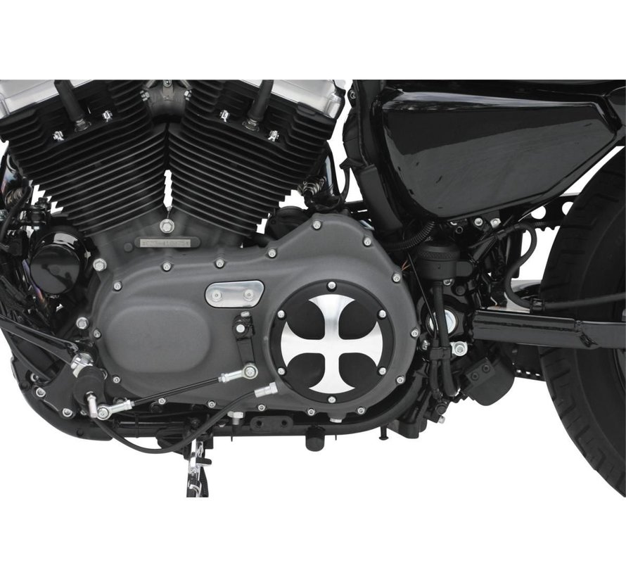 Cross Clutch Cover 6-hole Bi-Color Anodized Fits:> 2004-2021 XL Sportster