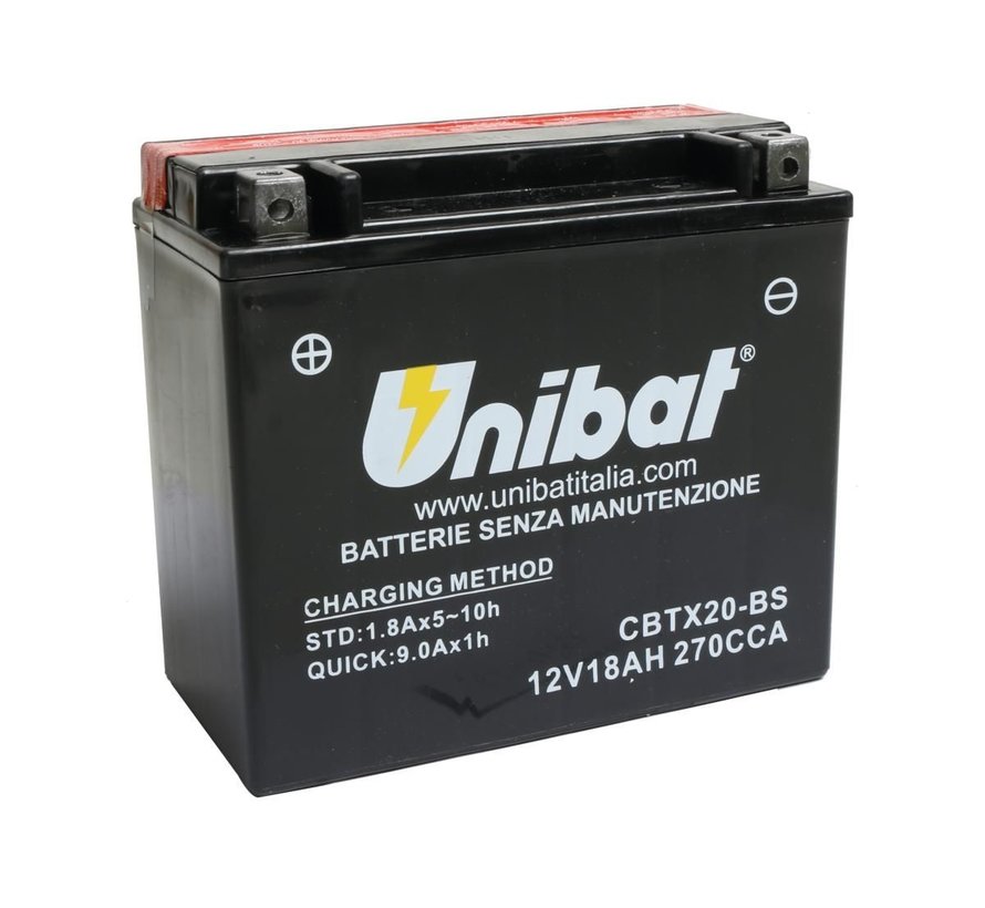 Maintance Free Series CBTX20-BS Battery AGM 270 A 18 0 Ah Fits:> Sportster Shovel Evo or Buell