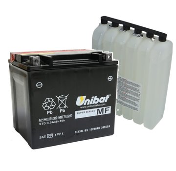 Unibat Wartungsfreie Serie CIX30L-BS Batterie AGM, 385 A, 30,0 Ah Passend > 97-22 Touring, 09-22 Trike