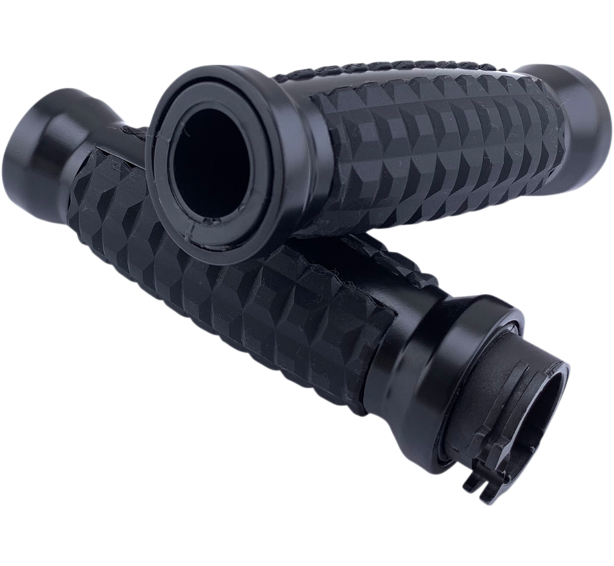 Grenade Grips black or chrome Fits: > 74-22 H-D with single or dual throttle cables