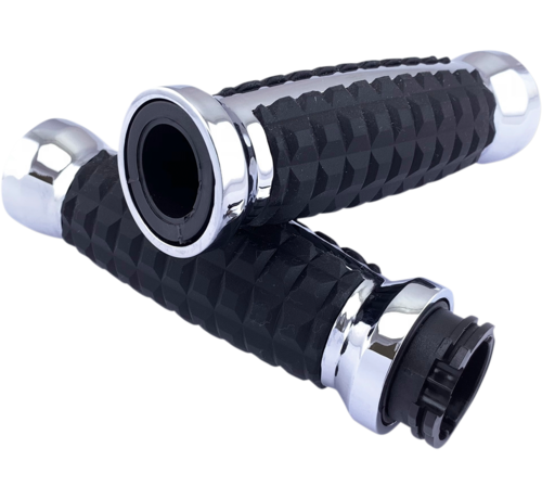 TC-Choppers Grenade Grips black or chrome Fits: > 74-22 H-D with single or dual throttle cables