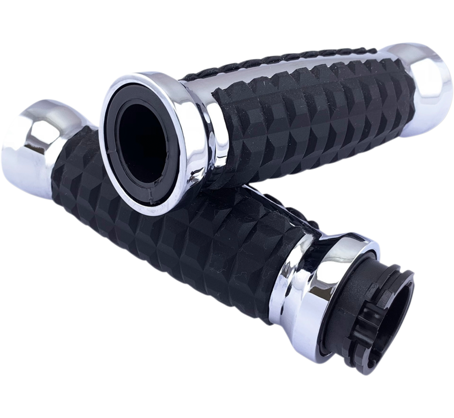 Poignées Grenade noires ou chromées Compatible avec : > 74-22 HD avec câbles d'accélérateur simples ou doubles