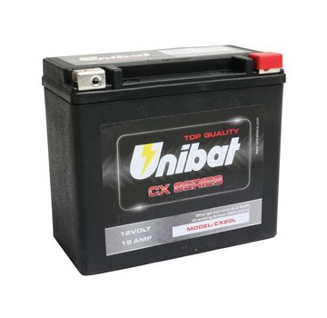 Unibat Batería AGM de servicio pesado CX20L, 385 A, 18,0 Ah Compatible con: > Sportster 97-03, V-Rod 07-17, Softail 91-21, Dyna 91-17