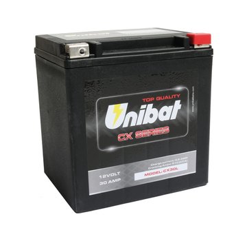 Unibat CX30L Batería de servicio pesado AGM, 510 A, 30.0 Ah Compatible con:> 97-22 Touring, 09-22 Trike
